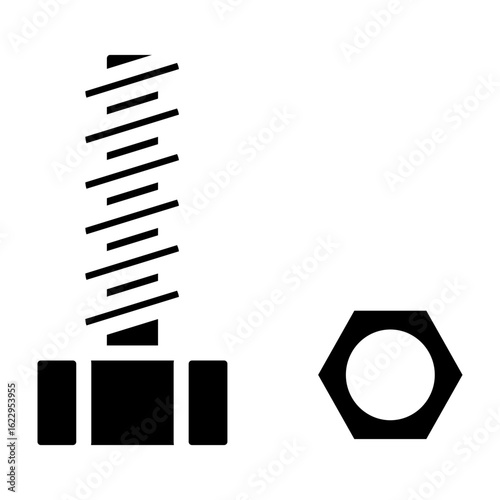 Nut and Bolt Vector Glyph Icon Design