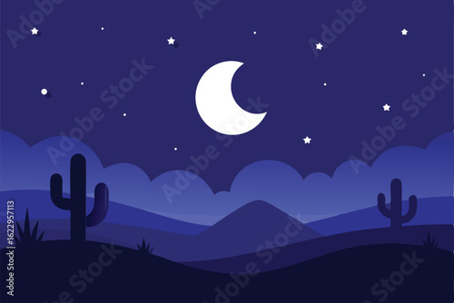 nighttime desert with glowing stars  moonlight  an (1).eps