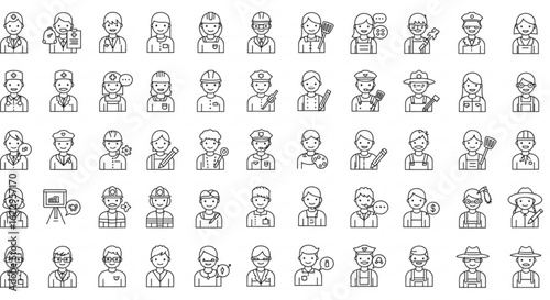 Collection of various professional avatars representing different occupations and career choices icons set