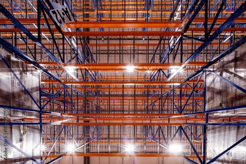 Wallpaper Mural looking up at empty racking system design for cold storage Torontodigital.ca