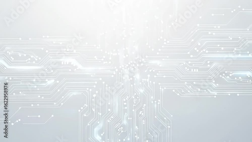 Circuit Board Animation with Light Trails and Smooth Camera Pan