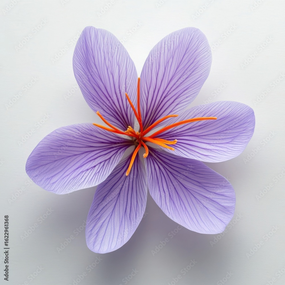 Fototapeta premium Single Saffron Crocus Flower With Purple Petals image