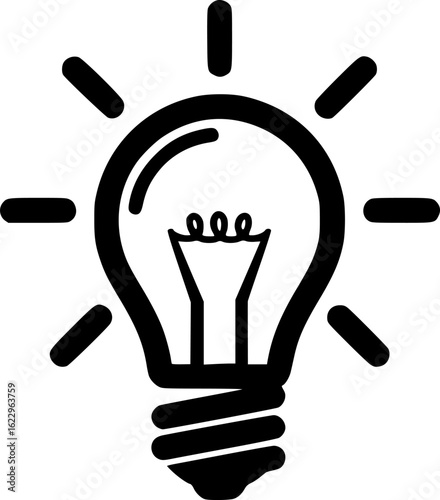 Bright Light Bulb Silhouette Representing New Ideas
