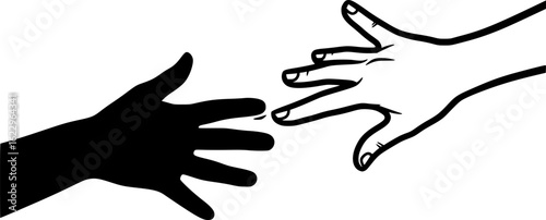 Reaching Hands Silhouette Vector Illustration for Connection and Support

