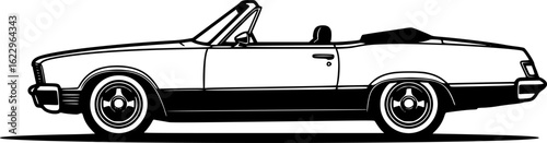 Classic Convertible Car Silhouette Vector Illustration for Automotive Enthusiasts
