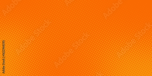Yellow and orange pop art retro comic background with halftone dots desing