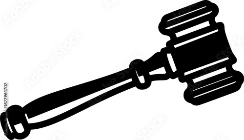 Silhouette of Gavel Hammer for Justice Law and Court Illustration Vector
