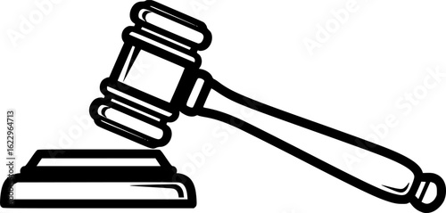Silhouette of Gavel Hammer for Justice Law and Court Illustration Vector
