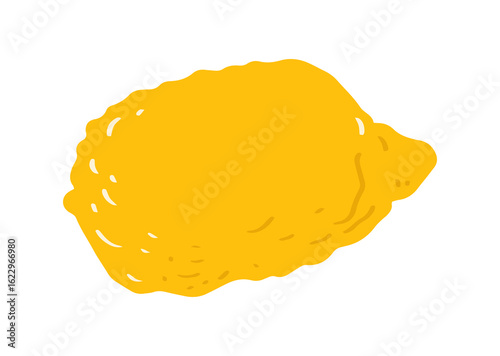 Lemon illustration in doodle style. Citrus fruit, juicy party