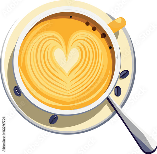 Flat illustration cappuccino coffee