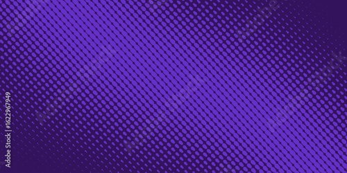 Purple pop art background in retro comic style with halftone dots design