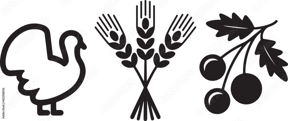 Obraz premium Thanksgiving Vector Art Silhouette Set