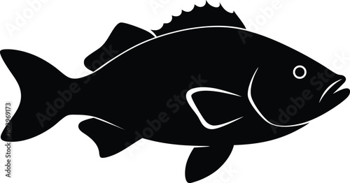 Un vecteur de dessin animé avec un requin, un saumon et un dauphin sur une affiche de silhouette sous-marine