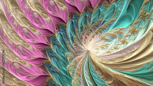 Abstract Swirling Teal Pink Gold Marble Texture