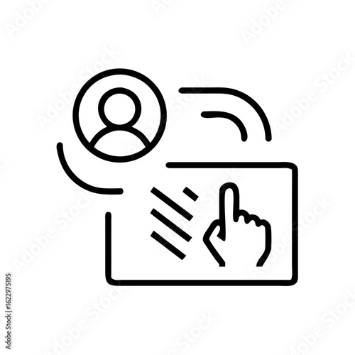 An icon that representing accessing a security system through biometrics and touch recognition. a modern, clean aesthetic.