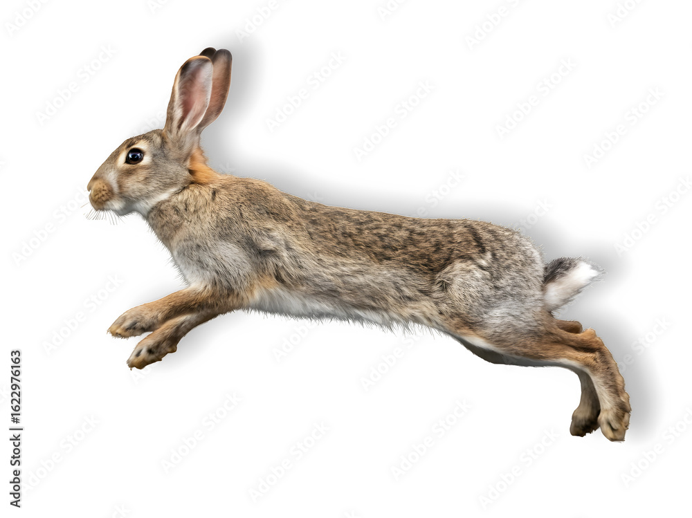 Obraz premium A jumping rabbit isolated on white transparent background 