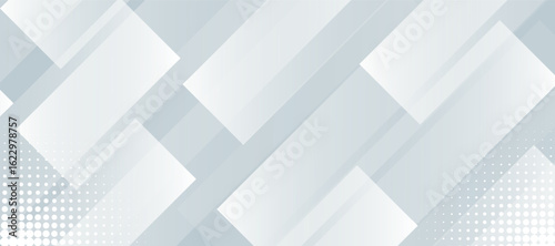 Abstract elegant white geometric shape background with halftone dots. Modern diagonal geometric line shape. Presentation Design for Corporate Business and Institution