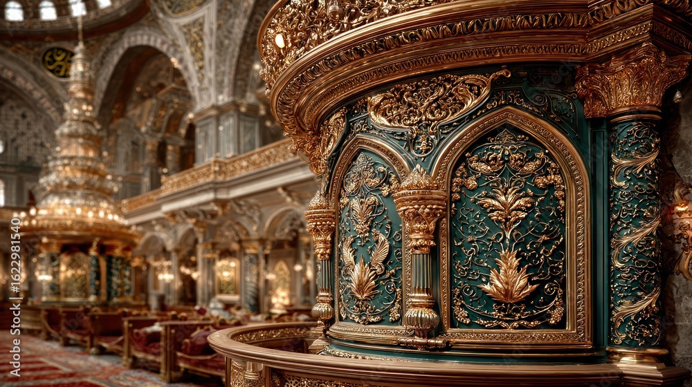 Obraz premium Ornate pulpit in grand mosque