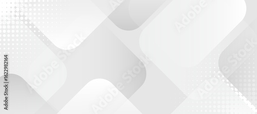 Abstract white Geometric banner design background. Halftone corner texture. Faded dot pattern for design prints.