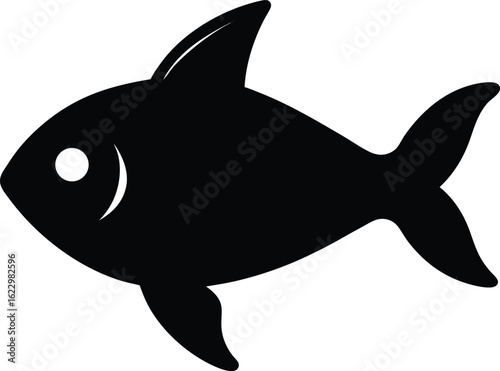 An aquatic predator with a fin is shown as a cartoon drawing of a marine animal