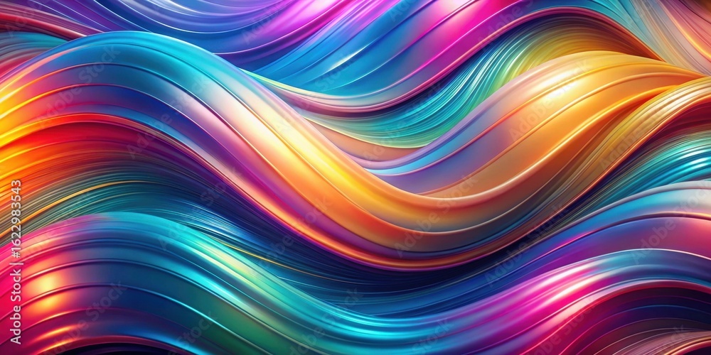 Fototapeta premium Abstract Colorful Swirling Waves A Vibrant Display of Fluid, Dynamic Forms and Smooth, Shiny Textures in a Kaleidoscopic Design