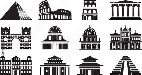 Architectural Landmarks Silhouette Collection A Journey Through Global Structures and Cultural Icons