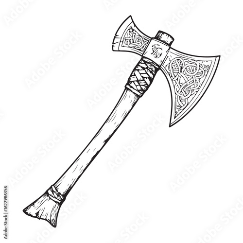 axe vector silhouette, Black axe silhouette isolated on white background. Axe icon vector illustration.
