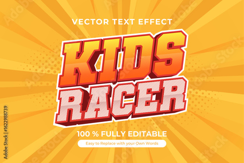 Vector Text Effect Design, Kids Racer in a bright, fun, and bold typographic style