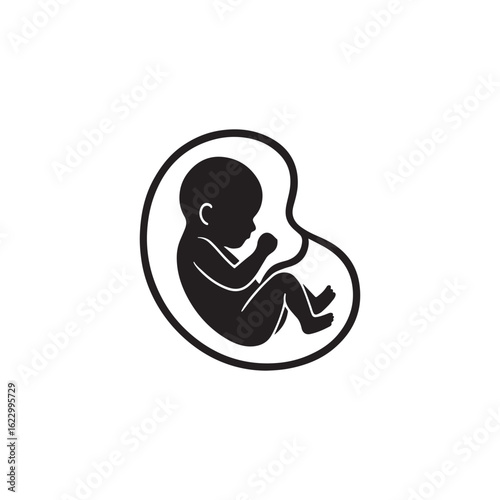 Pregnant mother and fetus icon logo vector design illustration
