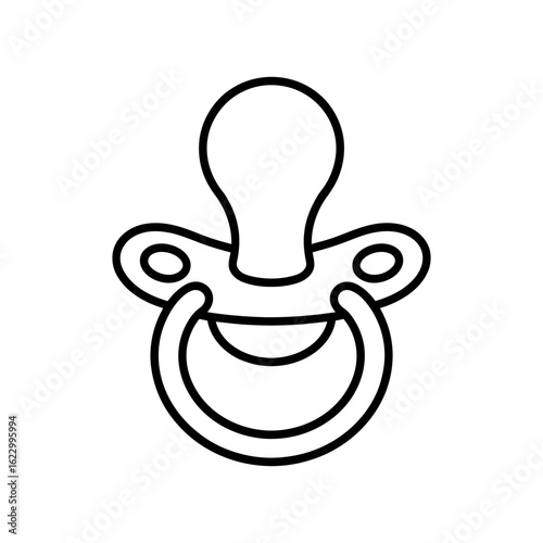 Black and White Baby Pacifier Illustration Outline Simple Design Element for Childcare and Newborn Projects