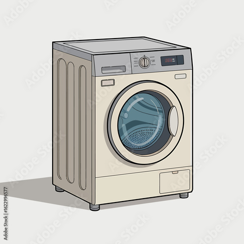Washing Machine Illustration with Clean Design Front Load Appliance Laundry Room Essential for Home Cleaning and Household Chores
