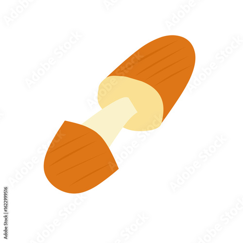 Illustration of a sausage filled with melted cheese. Illustration of a grilled sausage. Flat design of a cheese sausage. Cartoon style sausage illustration 