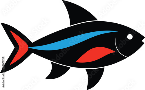 Stylized fish clip art in vector format, highlighting its shape and colors in a playful manner