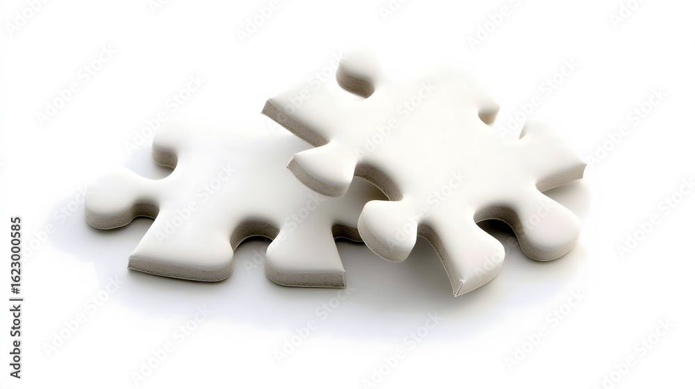 Obraz premium White Puzzle Pieces Interlocking Close Up View