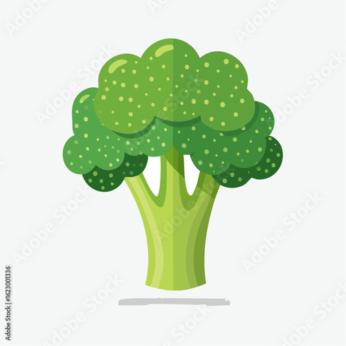 Cartoon Broccoli Illustration with a Flat Design Style on a Clean Background for Healthy Eating
