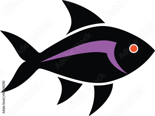  Simple vector illustration of a fish, featuring vibrant colors and a clean, modern design
