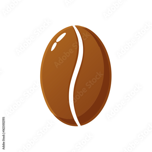Isolated Single Coffee Bean Illustration on a Black Background Smooth Brown Texture