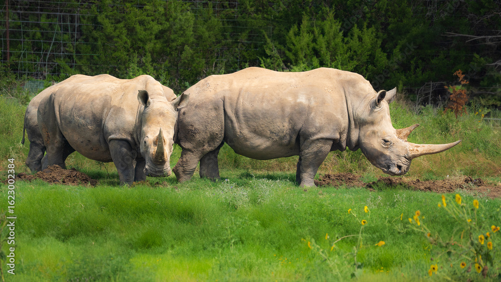 Fototapeta premium Rhino roaming around the wild