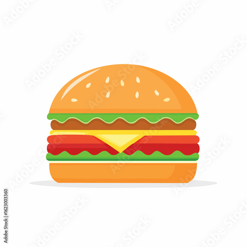 Vector illustration of a delicious burger on a white background perfect for fast food branding