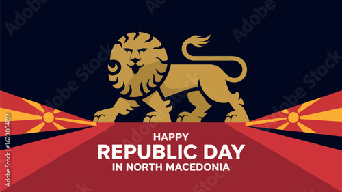 Republic Day North Macedonia Lion Flag Celebration