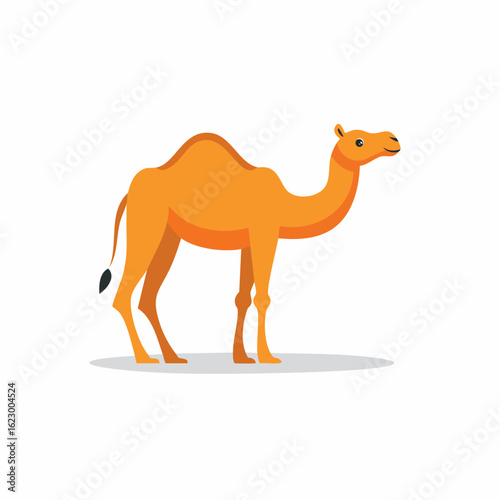Illustrative depiction of a dromedary camel set against a minimalist backdrop