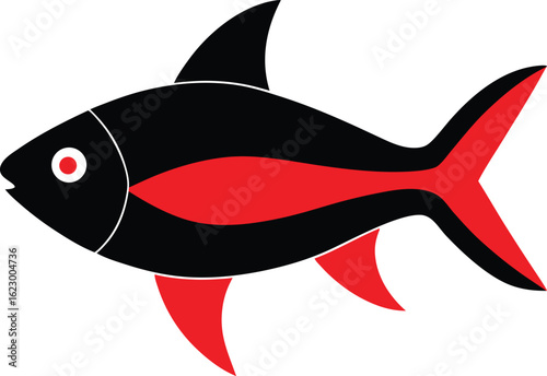  Simple vector illustration of a fish, featuring vibrant colors and a clean, modern design