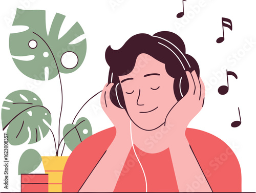 Relaxed Person Listening to Music in a Cozy Setting