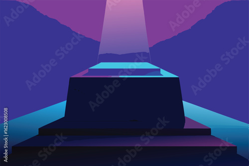polished black podium on a gradient blue to purple (1).eps