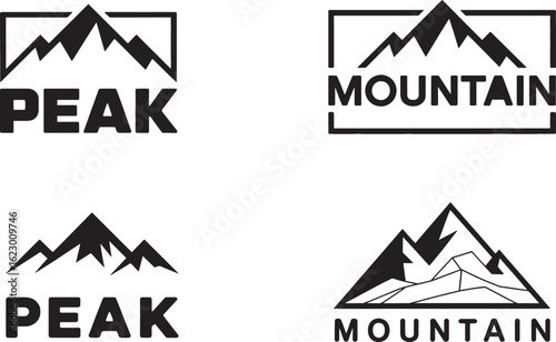 Mountain peak summit logo design. Outdoor hiking adventure icon set