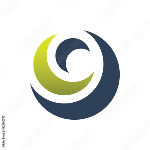 Abstract Interlocking Crescent Moon Shapes Circle Logo