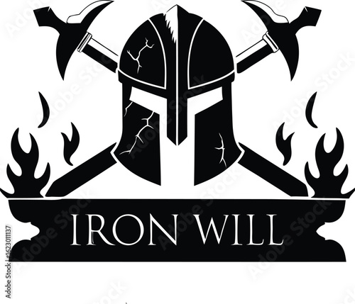 Iron Will Typography, Motivational Quote Design, Strong Determination Vector Art