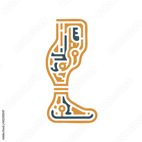 Medical illustration of a bionic leg , representing the future of prosthetic technology, medical advancements, and innovative solutions for mobility and rehabilitation in healthcare