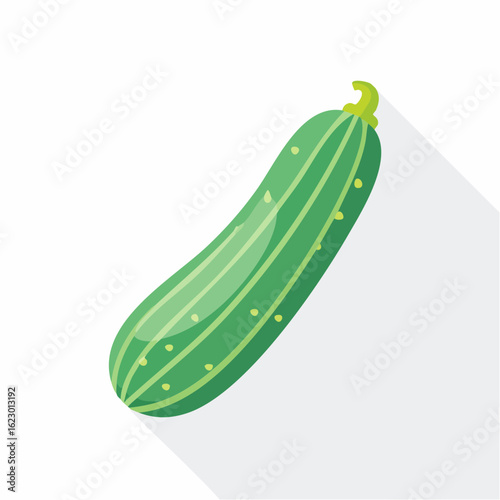 Illustration of a Fresh and Crisp Green Zucchini Isolated on a White Background