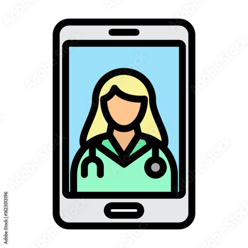 Telehealth Visit Vector Filled Icon Design